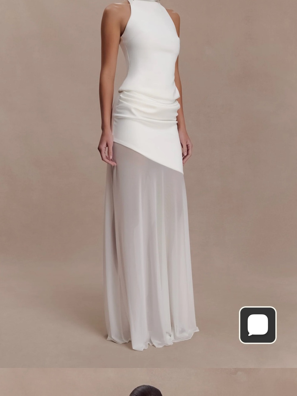 Meshki Ivory High-Low Sheer Skirt and matching top
